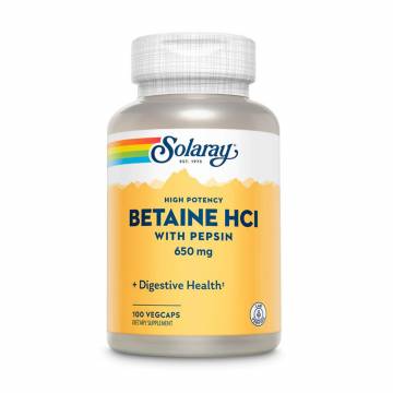Бетаин HCl Solaray High Potency Betaine HCl 650 мг, 100 вегетарианских капсул