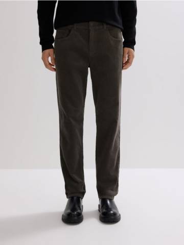 Reserved - Бавовняні штани slim fit - пильно-зелений - 413GQ-97X Reserved - Бавовняні штани slim fit - пильно-зелений - 413GQ-97X