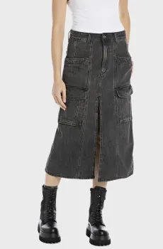 Женская черная джинсовая юбка Черный 25 Replay W9931 .000.142 653
