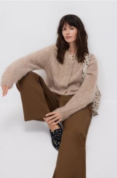 Reserved - Джемпер з альпаки - бежевий - 281HM-80X