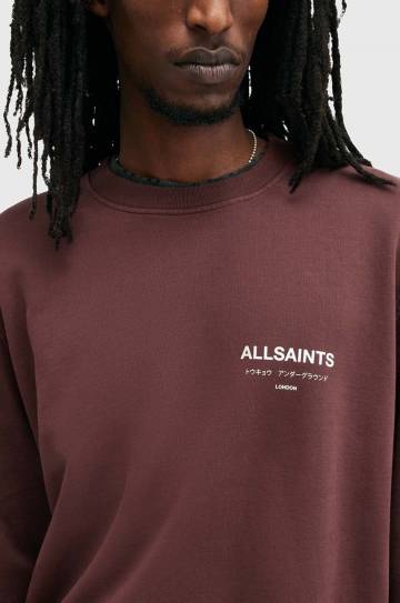 Хлопковая кофта AllSaints UNDERGROUND мужская цвет бордовый с принтом M033NB Хлопковая кофта AllSaints UNDERGROUND мужская цвет бордовый с принтом M033NB