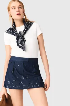 Женская темно-синяя джинсовая юбка-шорты Синий 38 MAJE MFPSH00729_Navy