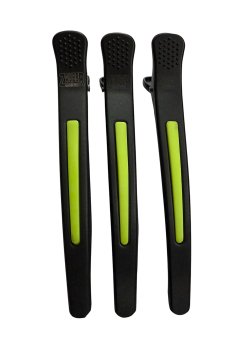 Парикмахерский зажим для волос Zauber-manicure пластиковый, черный с зеленым, 3 шт (06-097D-3)