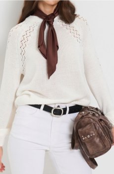 Ажурний светр - кремовий