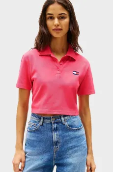 Женское коралловое поло BADGE SS Коралловый M Tommy Jeans DW0DW21363