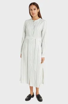 Женское белое платье в полоску VIS STRIPE MIDI SHIRT DRESS LS Белый S Tommy Hilfiger WW0WW37099