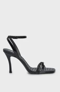 Женские черные кожаные босоножки D-VINA SDL Черный 40 Diesel Y03303 P2345