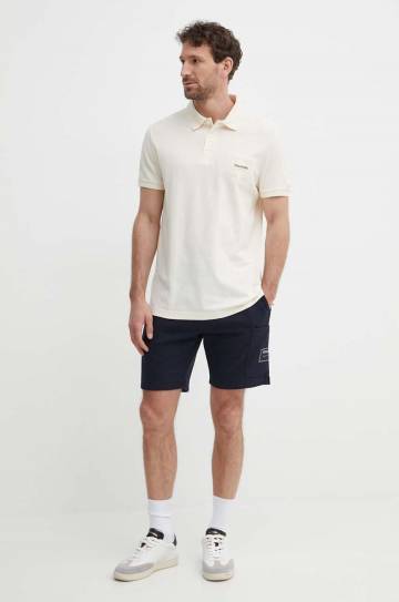 Хлопковое поло Tommy Hilfiger цвет бежевый с аппликацией MW0MW34771 Хлопковое поло Tommy Hilfiger цвет бежевый с аппликацией MW0MW34771
