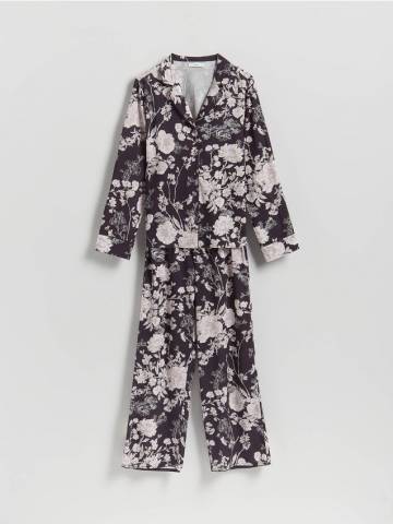 Reserved - Піжамний комплект із двох предметів із віскози - темно-фіолетовий - 929EX-49X