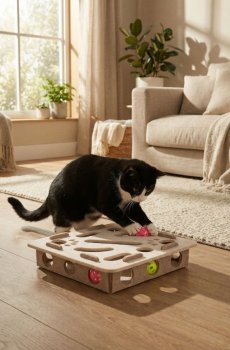 Фетрова іграшка для кота з м’ячиками - нюдовий