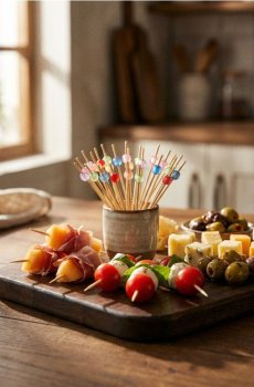 Набір зубочисток з кольоровими намистинами 50 pack - різнобарвний