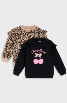 Бавовняні кофти crewneck з леопардовим мотивом 2 pack - чорний