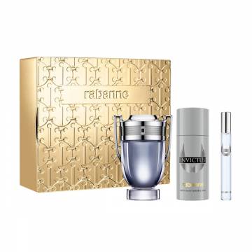 Парфюмированный набор Rabanne Invictus мужской (туалетная вода, 100 мл + туалетная вода, 10 мл + дезодорант-спрей, 150 мл) Парфюмированный набор Rabanne Invictus мужской (туалетная вода, 100 мл + туалетная вода, 10 мл + дезодорант-спрей, 150 мл)