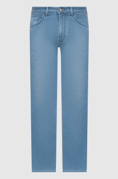 Голубые джинсы с вышивкой эмблемы