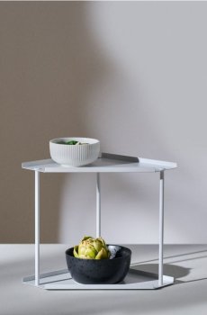 Сталева кутова дворівнева полиця - білий