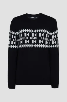 Мужской черный шерстяной свитер Черный XXL Karl Lagerfeld 534399.655022;990