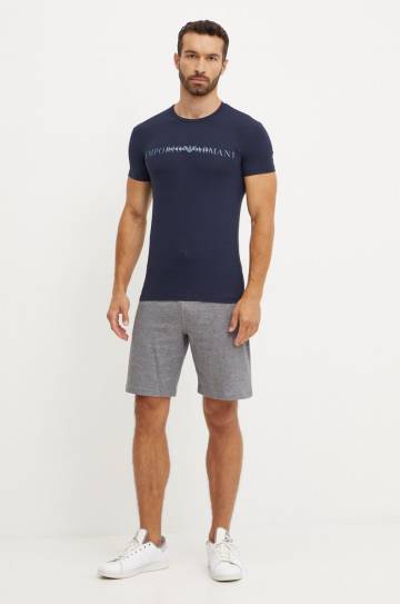 Футболка лаунж Emporio Armani Underwear цвет синий с принтом 111035 4F729 Футболка лаунж Emporio Armani Underwear цвет синий с принтом 111035 4F729