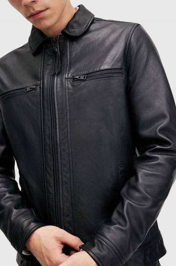 Кожаная куртка AllSaints LUCK JACKET мужская цвет чёрный переходная M069LB Кожаная куртка AllSaints LUCK JACKET мужская цвет чёрный переходная M069LB