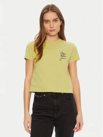 Calvin Klein Jeans Футболка Script Institutional J20J224984 Зелений Slim Fit Calvin Klein Jeans Футболка Script Institutional J20J224984 Зелений Slim Fit