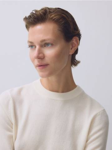 Reserved - Светр з мериносової вовни - кремовий - 762GL-01X