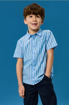 Бавовняна смугаста сорочка - mid blue