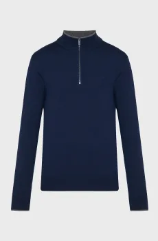 Мужская темно-синяя шерстяная кофта CORE  MERINO QUARTER ZIP Синий S Michael Kors CF460FA7AP