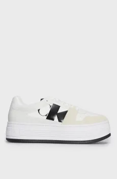 Женские белые кожаные сникерсы BOLD PLATF LOW LACE MIX Белый 39 Calvin Klein YW0YW01432