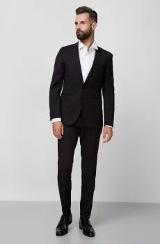 Мужской черный шерстяной костюм (пиджак, брюки) Черный 52 BOSS 50318525К;001