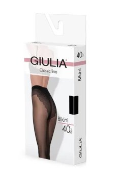 Уценка! Колготки женские Giulia Bikini с ажурными трусиками из полиамида, 40 DEN, Nero, размер 2 (Smart Box)