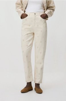 Reserved - Джинси mom з вишивкою - кремовий - 835IU-01J