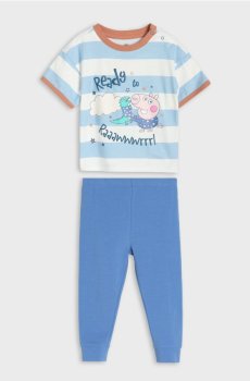 Бавовняна двочастинна піжама з принтом Peppa Pig - пастельний рожевий