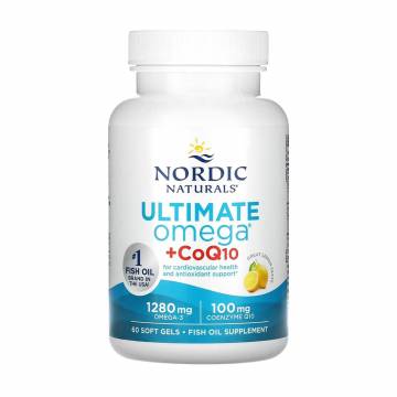 Рыбий жир с коэнзимом Q10 Nordic Naturals Ultimate Omega + CoQ10, 1280 мг + 100 мг, со вкусом лимона, 60 гелевых капсул Рыбий жир с коэнзимом Q10 Nordic Naturals Ultimate Omega + CoQ10, 1280 мг + 100 мг, со вкусом лимона, 60 гелевых капсул