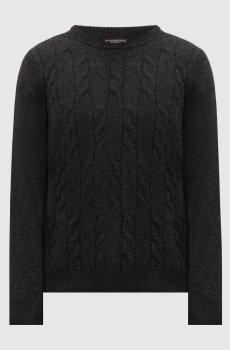 Темно-серый свитер из шерсти с фактурным узором