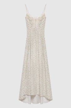 Белое платье макси из шелка в цветочный принт