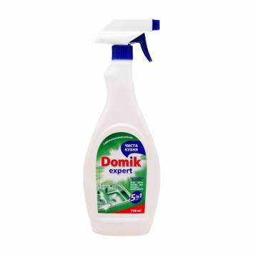 Средство для ухода за кухней Domik Expert Чистая кухня 5 в 1, с нейтрализатором запахов, 750 мл Средство для ухода за кухней Domik Expert Чистая кухня 5 в 1, с нейтрализатором запахов, 750 мл
