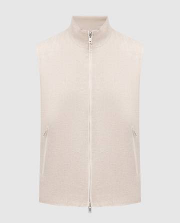 Бежевый двусторонний жилет с льном