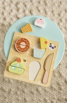 Дерев’яна головоломка для нарізання – десерти - різнобарвний