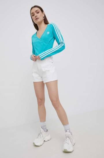 Лонгслив adidas Originals Adicolor HE4958 женский цвет бирюзовый Лонгслив adidas Originals Adicolor HE4958 женский цвет бирюзовый