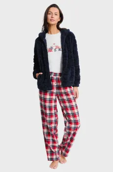 Женская пижама (халат, лонгслив, брюки) MINORA Разноцветный L Etam 6556660