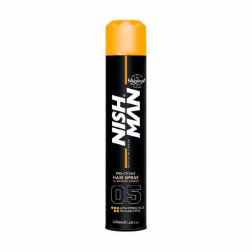 Мужской спрей для укладки волос Nishman 05 Ultra Strong Hold Hair Spray ультрасильной фиксации, 400 мл Мужской спрей для укладки волос Nishman 05 Ultra Strong Hold Hair Spray ультрасильной фиксации, 400 мл