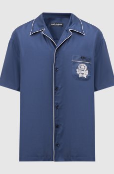 Синяя рубашка из шелка