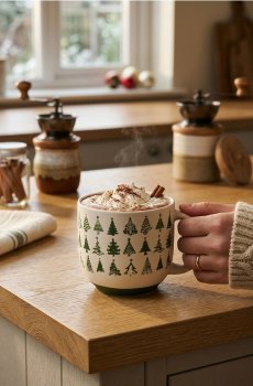 Чашка з принтом різдвяних ялинок - блідо-зелений