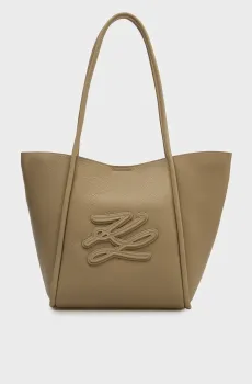 Женская бежевая кожаная сумка AUTOGRAPH PATCH TOTE Бежевый ONESIZE Karl Lagerfeld B2W30051