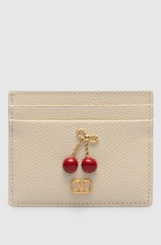 Бежевый кожаный картхолдер Cherryfic