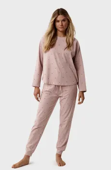 Женская розовая пижама с узором (лонгслив, брюки) Розовый M Atlantic NLP-500