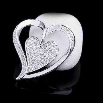 Серебряная подвеска "Сердечко" с фианитами 131517 Серебряная подвеска "Сердечко" с фианитами 131517
