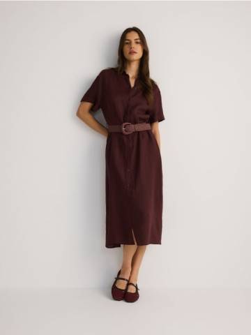 Reserved - LADIES` DRESS & BELT - темно коричневий - 824EX-89X Reserved - LADIES` DRESS & BELT - темно коричневий - 824EX-89X