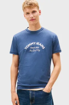 Мужская синяя футболка REG CENTER Синий L Tommy Jeans DM0DM22328