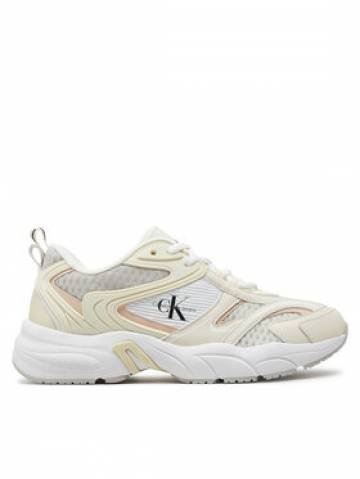 Calvin Klein Jeans Снікерcи Retro Tennis Low Lace Mh Ml Met YW0YW01373 Білий Calvin Klein Jeans Снікерcи Retro Tennis Low Lace Mh Ml Met YW0YW01373 Білий