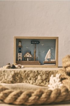Настінна декорація в рамці з морським мотивом - різнобарвний